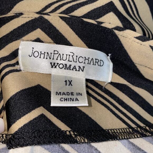 John Paul Richard Black & Beige Stripe Jersey Maxi Pull On Skirt Plus Size 1X - Picture 5 of 8